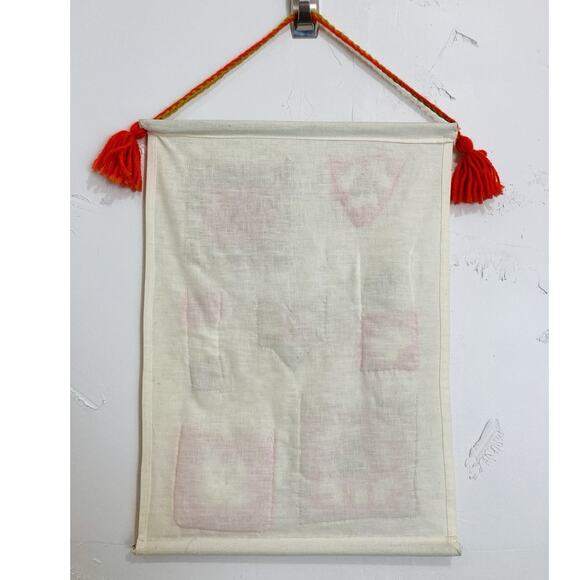 60s Crochet Pockets Sturdy Wall Hanging Storage Organizer Orange Brown Mail Pens - Picture 2 of 7